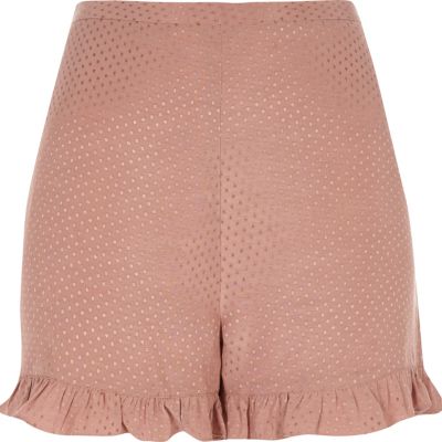 Pink soft frill jaquard shorts